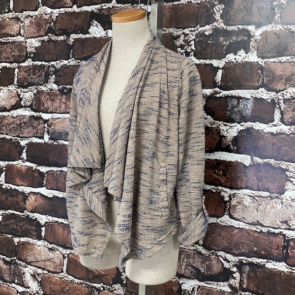 Jack BB Dakota Sweater Knit Brown Blue Pockets Roll Tab Sleeve Medium - Picture 5 of 11